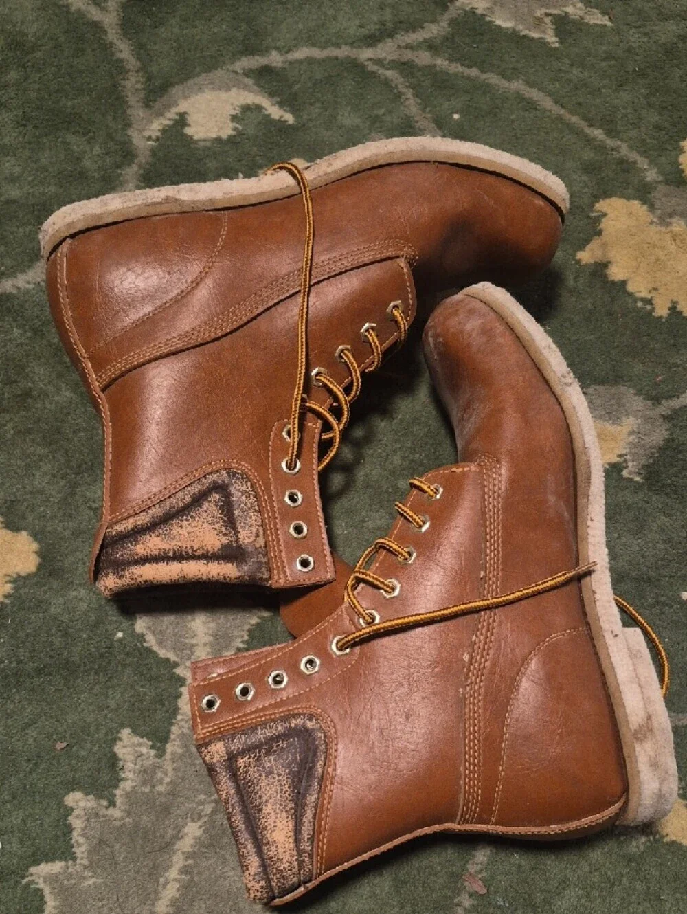Men's Brown Leather Lace-Up Work Boots - Classic Outdoor Style